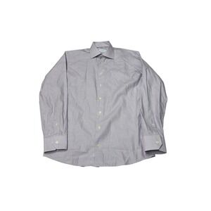 Eton Slim Fit Dress Shirt Purple White Micro Check Cotton Mens 15.5 39 Sleeve